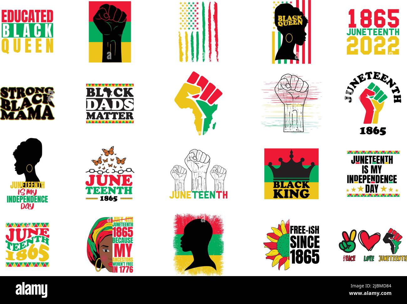 Juneteenth-Paket 20 Designs, Juneteenth Cliparts Stock Vektor