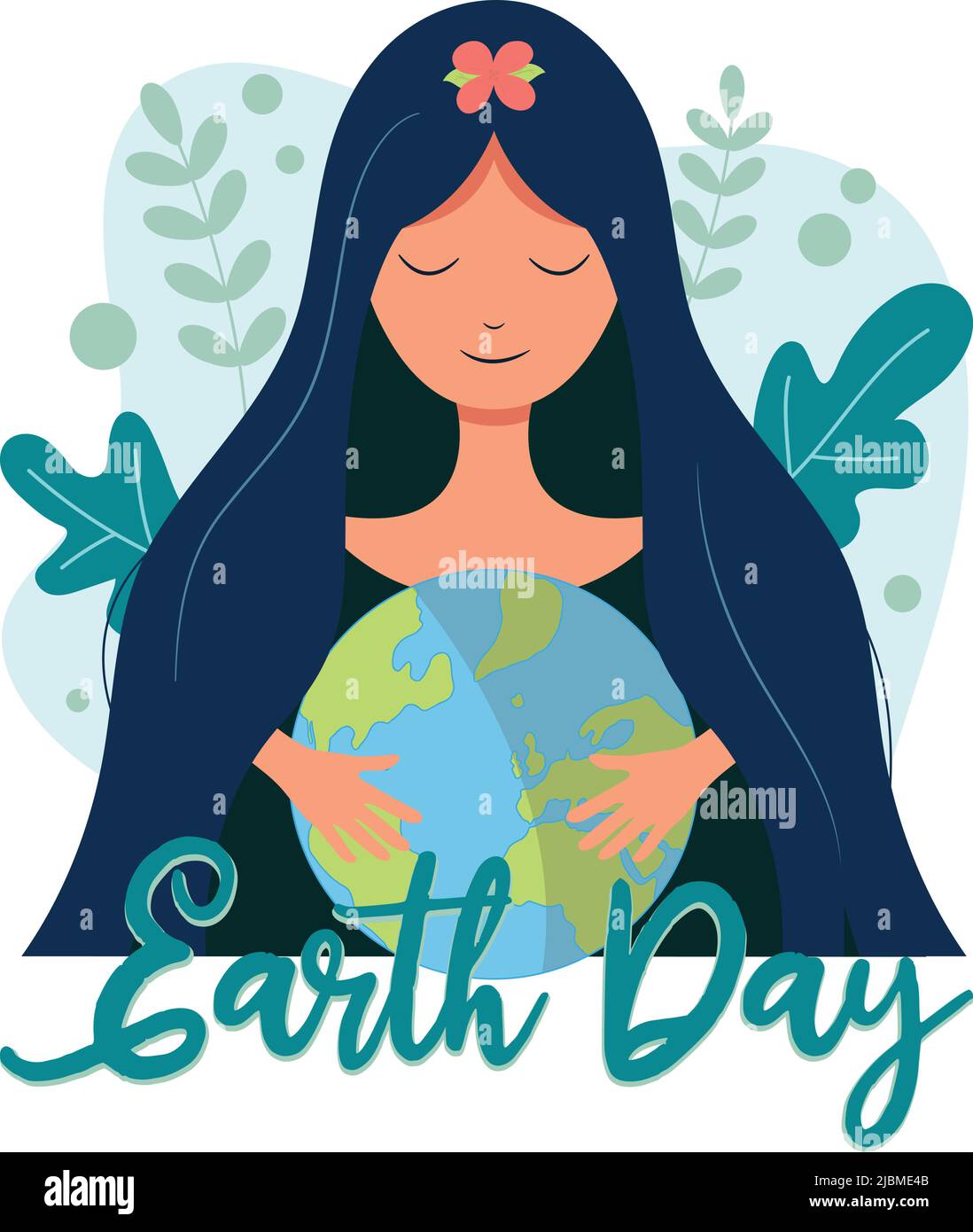 Earth Day Illustration, Mutter Gaia hält den Planeten Erde Stock Vektor