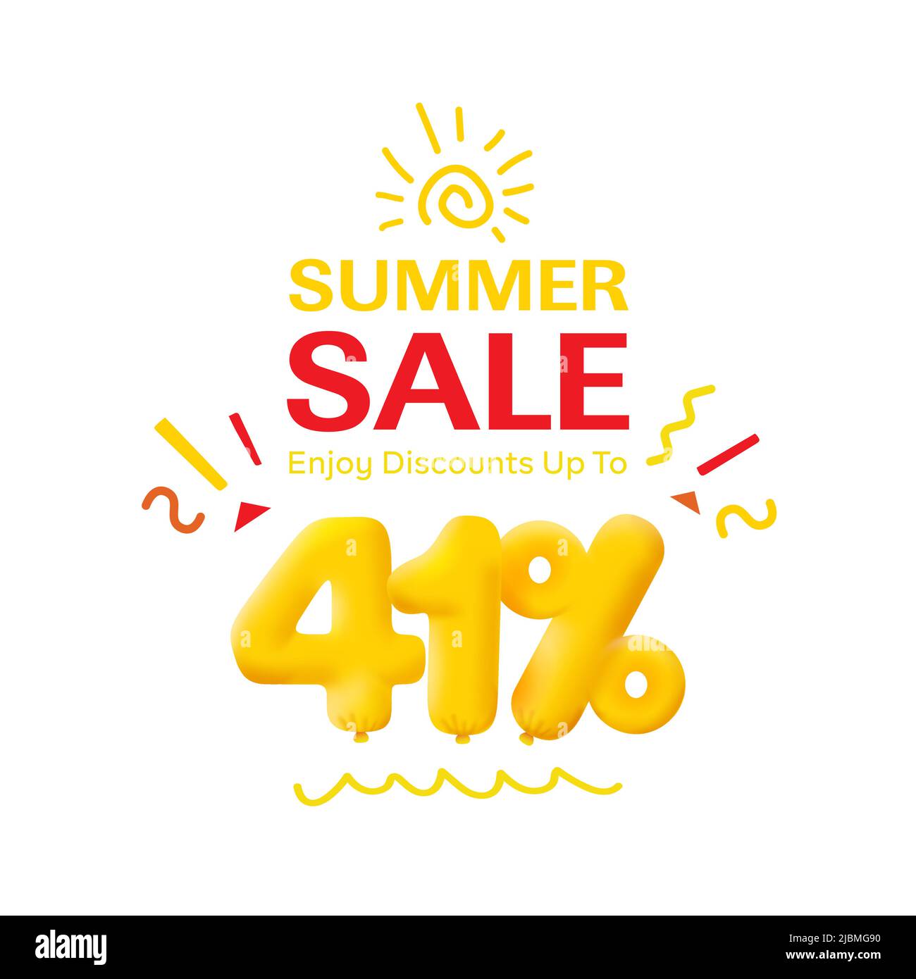 Sonderangebot 41% Rabatt 3D Nummer Gelb Tag Gutschein Vektor Illustration. Rabatt Saison Label 41 % Rabatt Werbung Sommer Verkauf Gutschein Promo Marketing Banner Urlaub Wochenende Stock Vektor