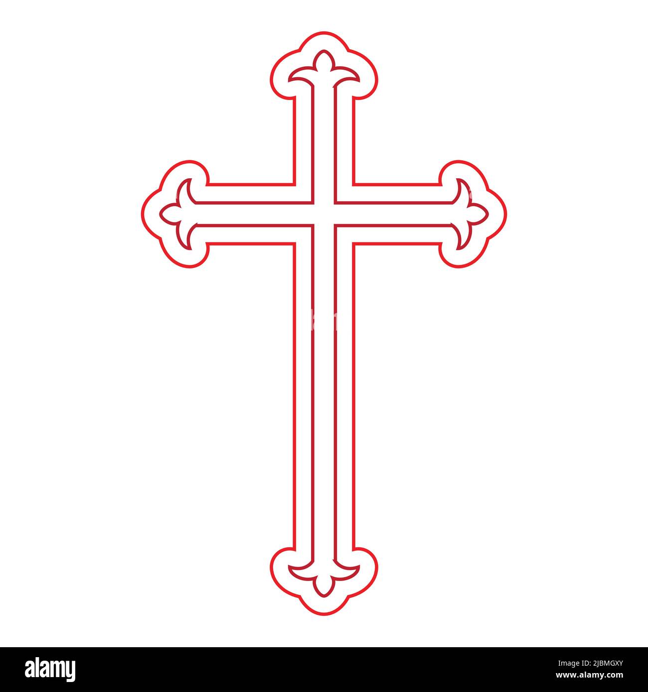 Symbol eines Kirchenkreuzes. Christentum religiöses Symbol. Auf weißem Hintergrund Stock Vektor