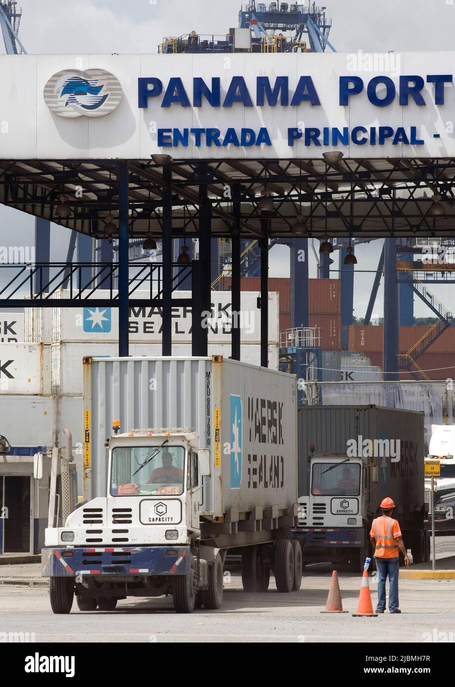 Panama. Der Hafen von Balboa, der sich am Kanal an der Seite des Pazifischen Ozeans in der Nähe von Panama City befindet, wächst aufgrund der wachsenden Bedeutung von Öko Stockfoto