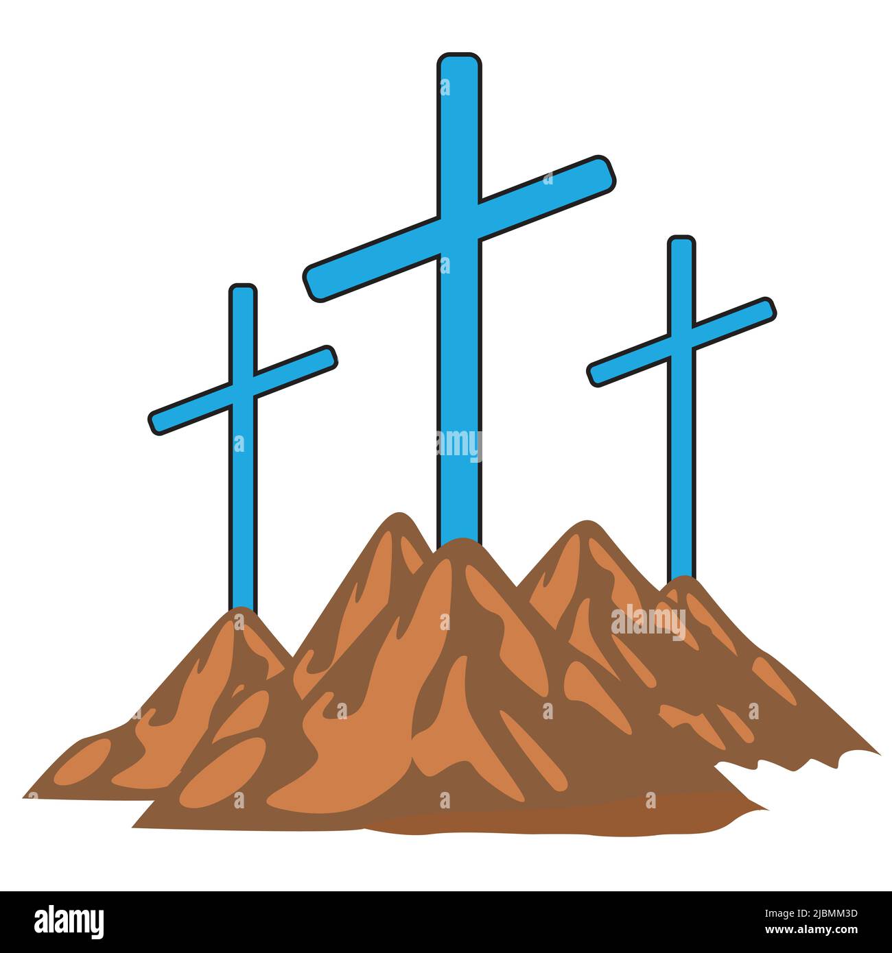 Symbol eines Kreuzes. Christliches religiöses Symbol. Auf Reittier. Mit weißem Hintergrund. Stock Vektor