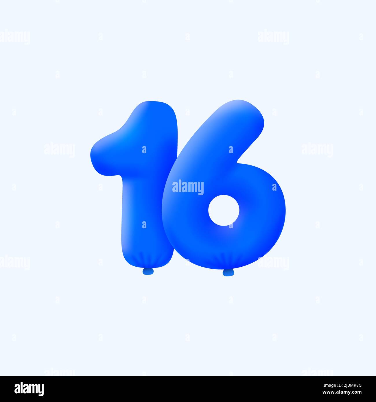 Blau 3D Zahl 16 Ballon realistisch 3D Helium blaue Ballons. Vektor-Illustration-Design Party-Dekoration, Geburtstag, Jubiläum, Weihnachten, Weihnachten, Neujahr, Urlaub Verkauf, Feier, Karneval, aufblasbar Stock Vektor
