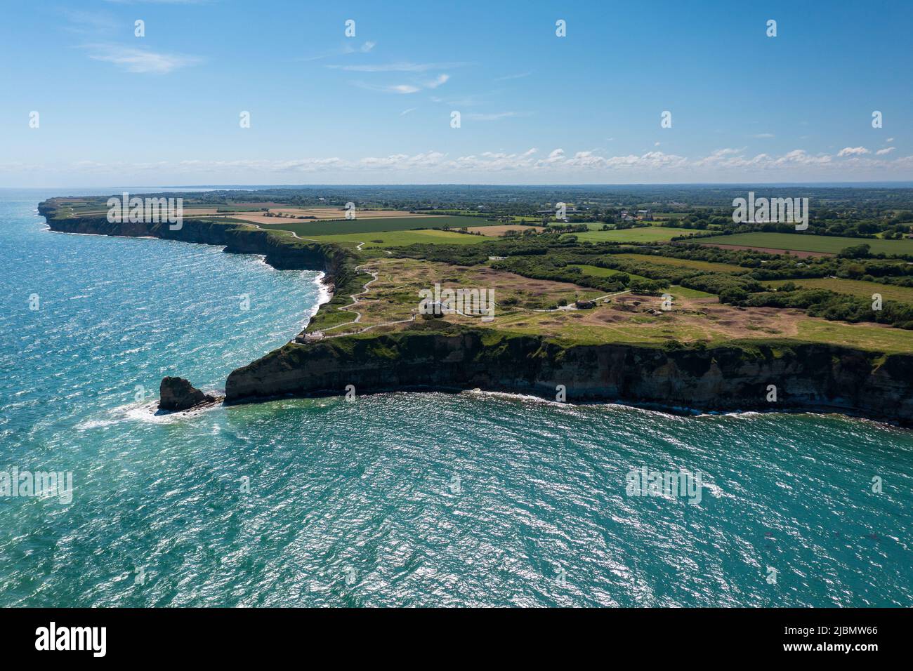 Frankreich, Calvados (14), Cricqueville-en-Bessin, la Pointe du Hoc, haut lieu du débarquement du 6 juin 1944 lors de la seconde guerre mondiale Stockfoto