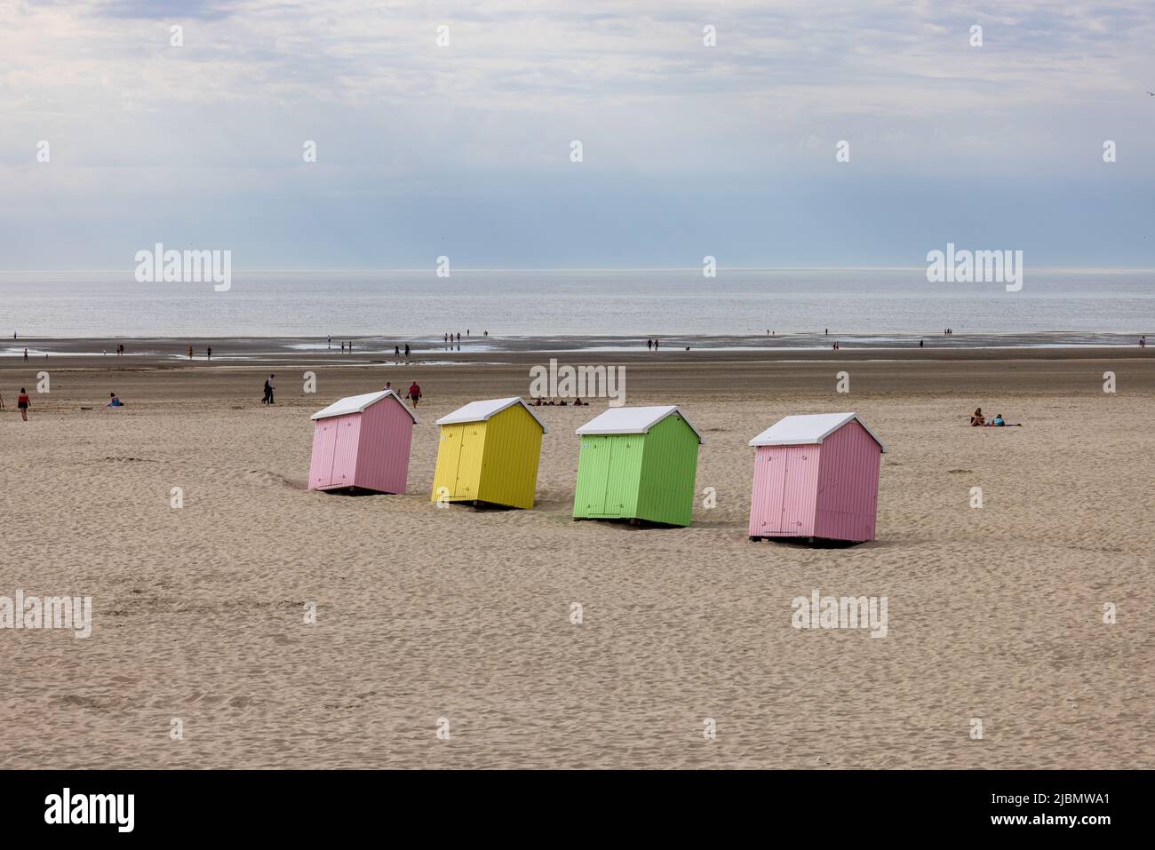 Les Cabines de Plage de Berck sur mer, Frankreich, Pas de Calais, printemps Stockfoto