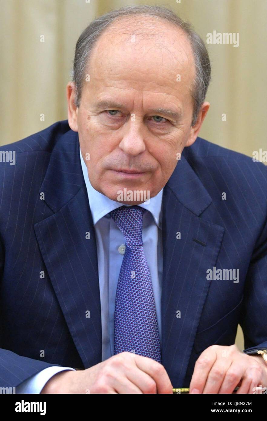 ALEXANDER BORTNIKOV russischer Geheimdienstoffizier und Leiter des FSB fotografiert im Jahr 2019. PhotoL Präsident der Russischen Föderation. Stockfoto