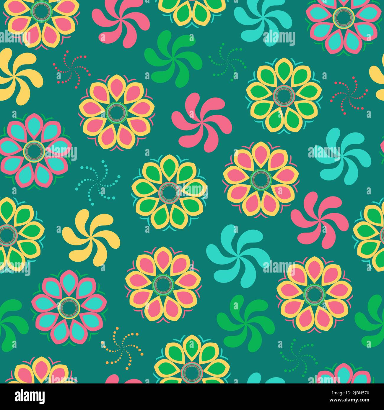 Künstlerische ornamental Vektor floral nahtlose Muster Design von bunten Mandalas. Kreative Batik wiederholen Textur Hintergrund für Druck und Textil Stock Vektor