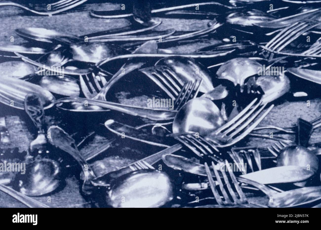 Besteck, Kunstwerk des deutschen Künstlers Wolf Vostell, 1970s Stockfoto