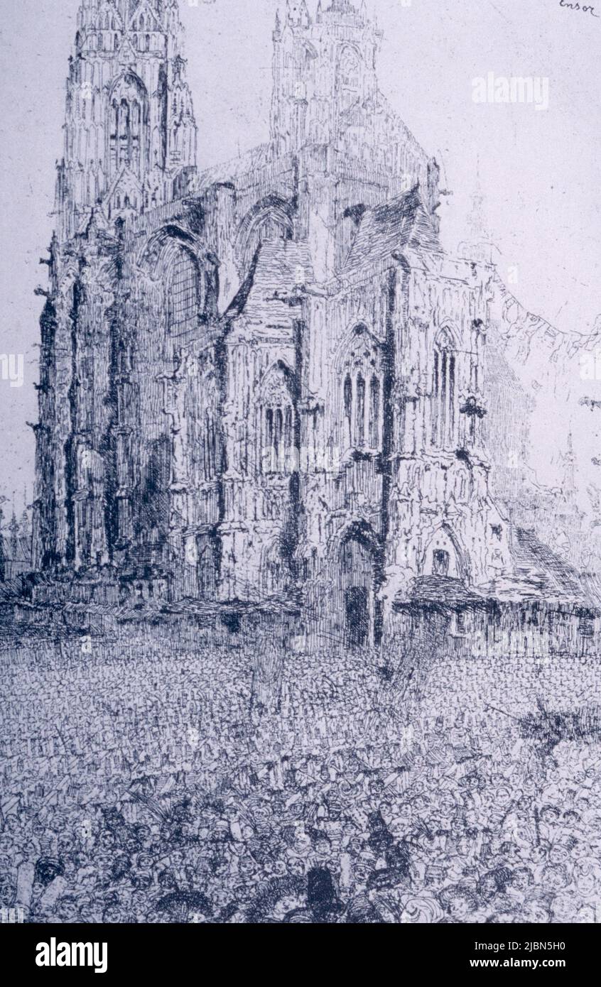 Die Kathedrale, Kunstwerk des belgischen Malers James Ensor, 1886 Stockfoto