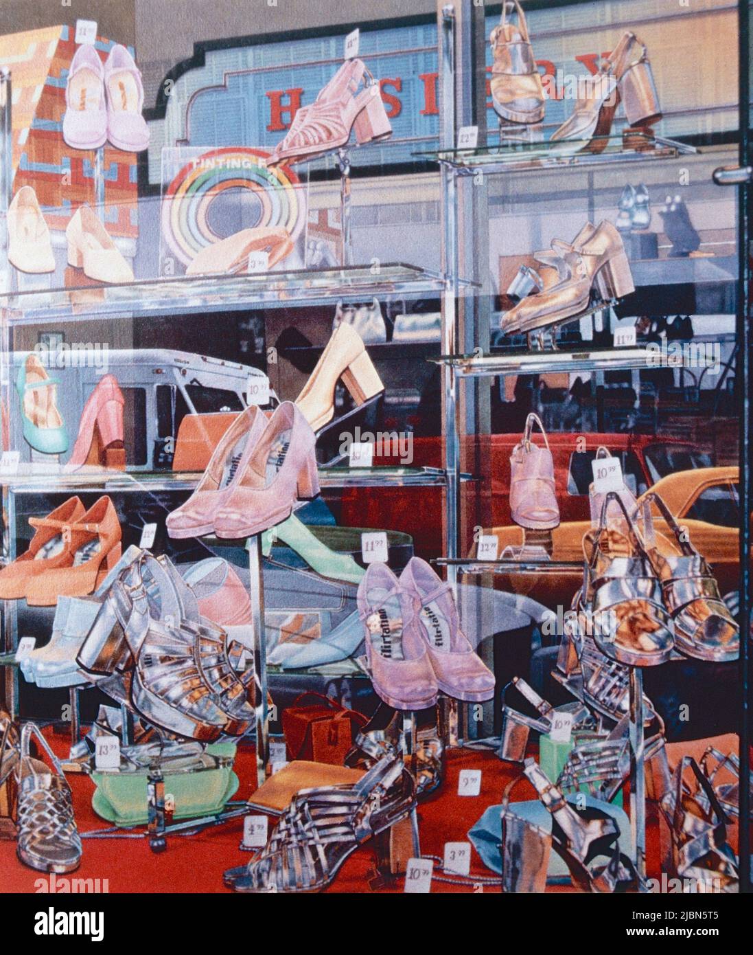 Silberschuhe, Kunstwerk des amerikanischen Malers Don Eddy, 1974 Stockfoto Silberschuhe, Kunstwerk des amerikanischen Malers Don Eddy, 1974 Stockfoto