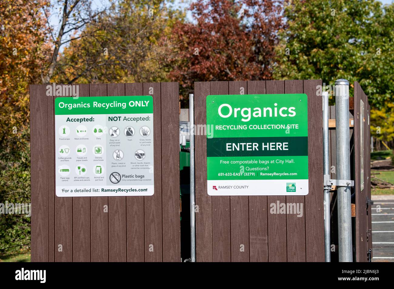 Vadnais Heights, MN. Sammelstelle für organische Stoffe für Lebensmittelabfälle Stockfoto