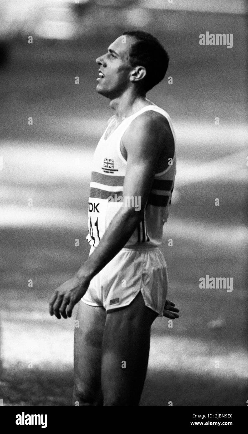 STEVE OVETT britischer Athlet auf 1500 m beim IAAF-Weltmeister-Schiff in Helsinki, Finnland, 1983. august Stockfoto