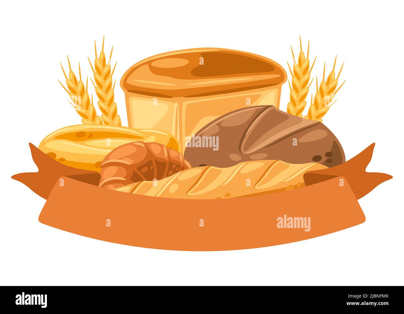 Hintergrund mit Brot. Bild für Bäckereien und Lebensmittel. Gesundes traditionelles Essen. Stock Vektor