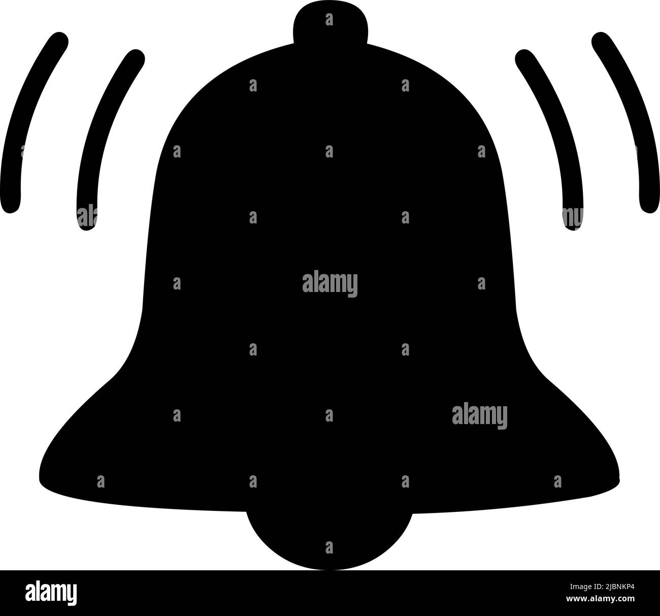 Vektordarstellung der Ikone schwarze Farbe Silhouette einer Glocke mit Wellenformen Stock Vektor