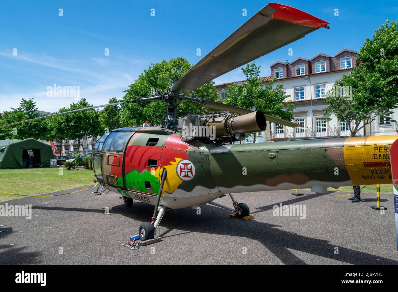 Portugiesische Luftwaffe, Hubschrauber SE 3160 Alouette III. Hubschrauberflug. Portugiesischer Air Fore Airline Hubschrauber. Stockfoto