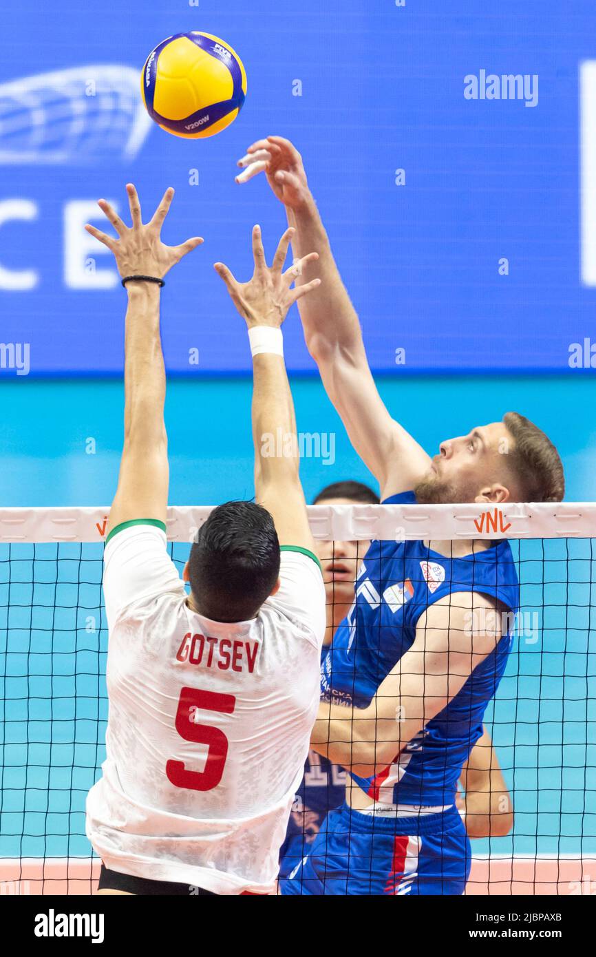 Ottawa, Kanada. 07 Jun 2022. S23 in der Volleyball-Aktion des FIVB Nations Cup zwischen Bulgarien und Serbien in Ottawa, Kanada. Stockfoto