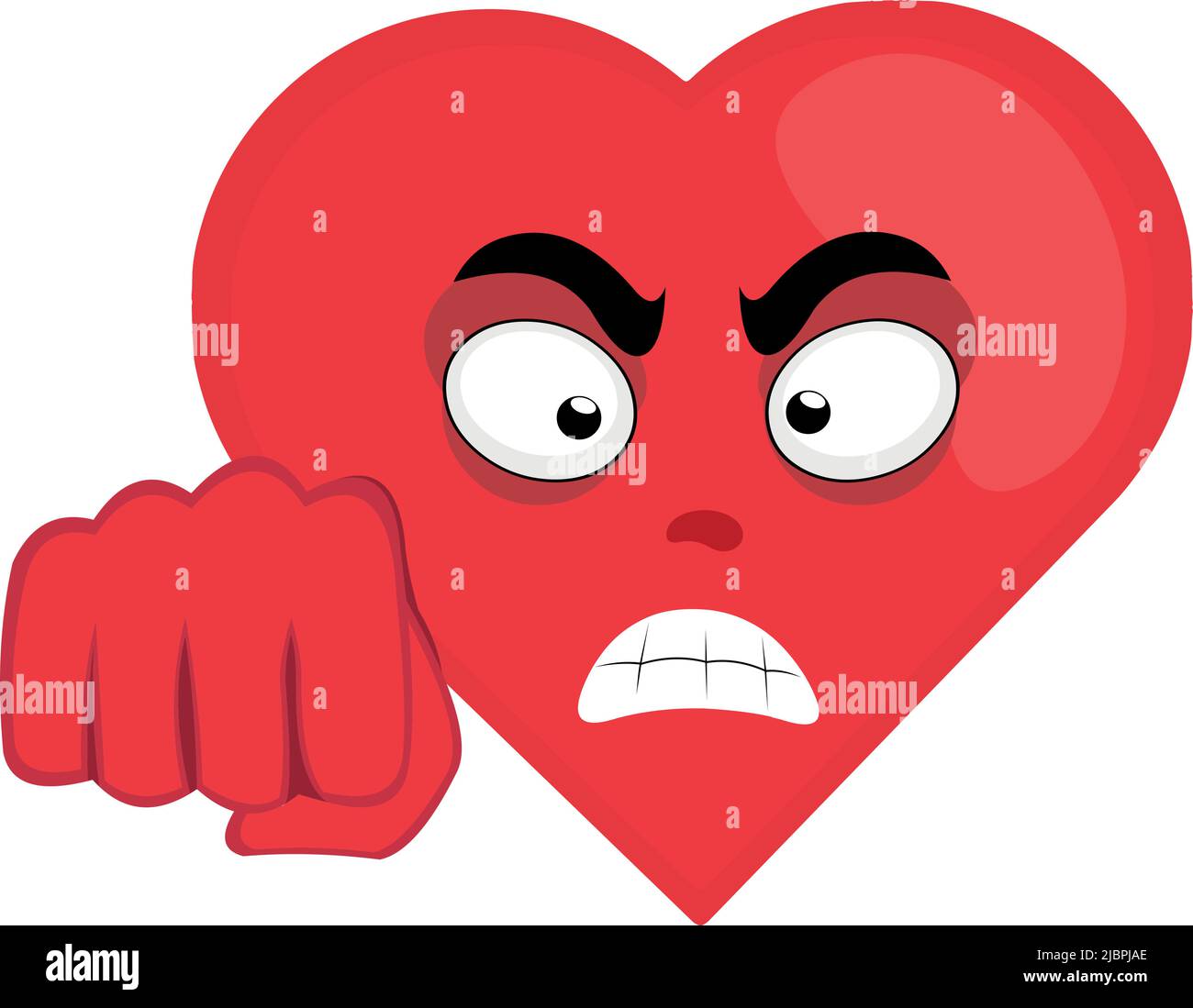 Vektor-Figur Illustration eines Cartoon-Herz mit einem wütenden Ausdruck und geben eine Faust Beule Stock Vektor