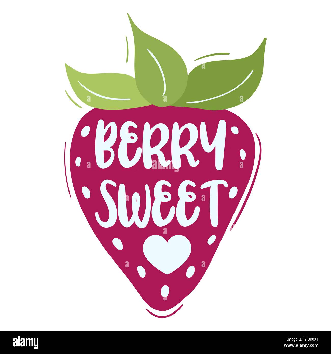 Berry Sweet Erdbeere Typografie Design mit Sommer Cartoon Obst Illustration für Valentinstag Karte Design Stock Vektor