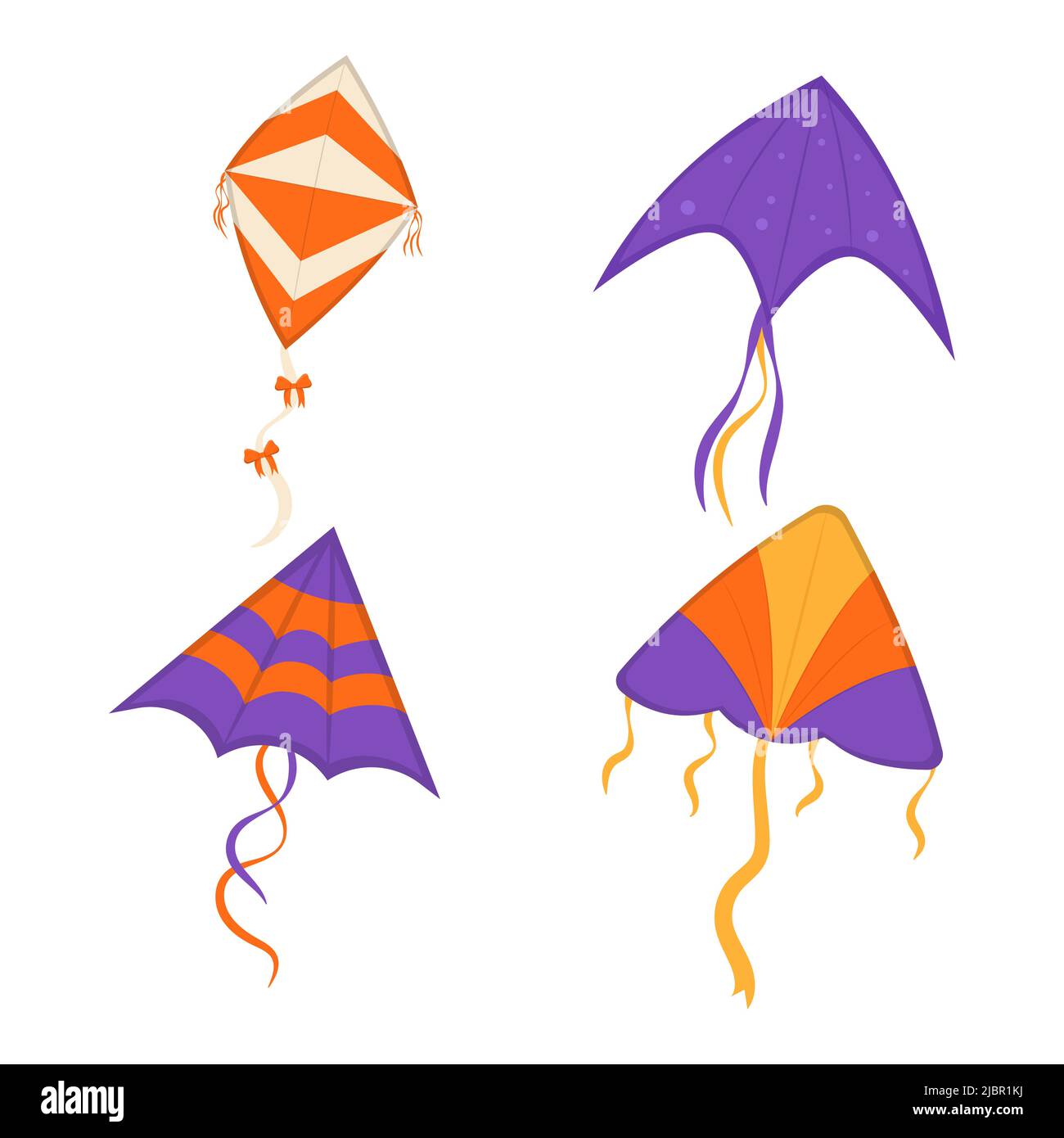 Satz fliegender Winddrachen. Makar Sankranti Festival. Wind-Kite-Spiel. Stock Vektor
