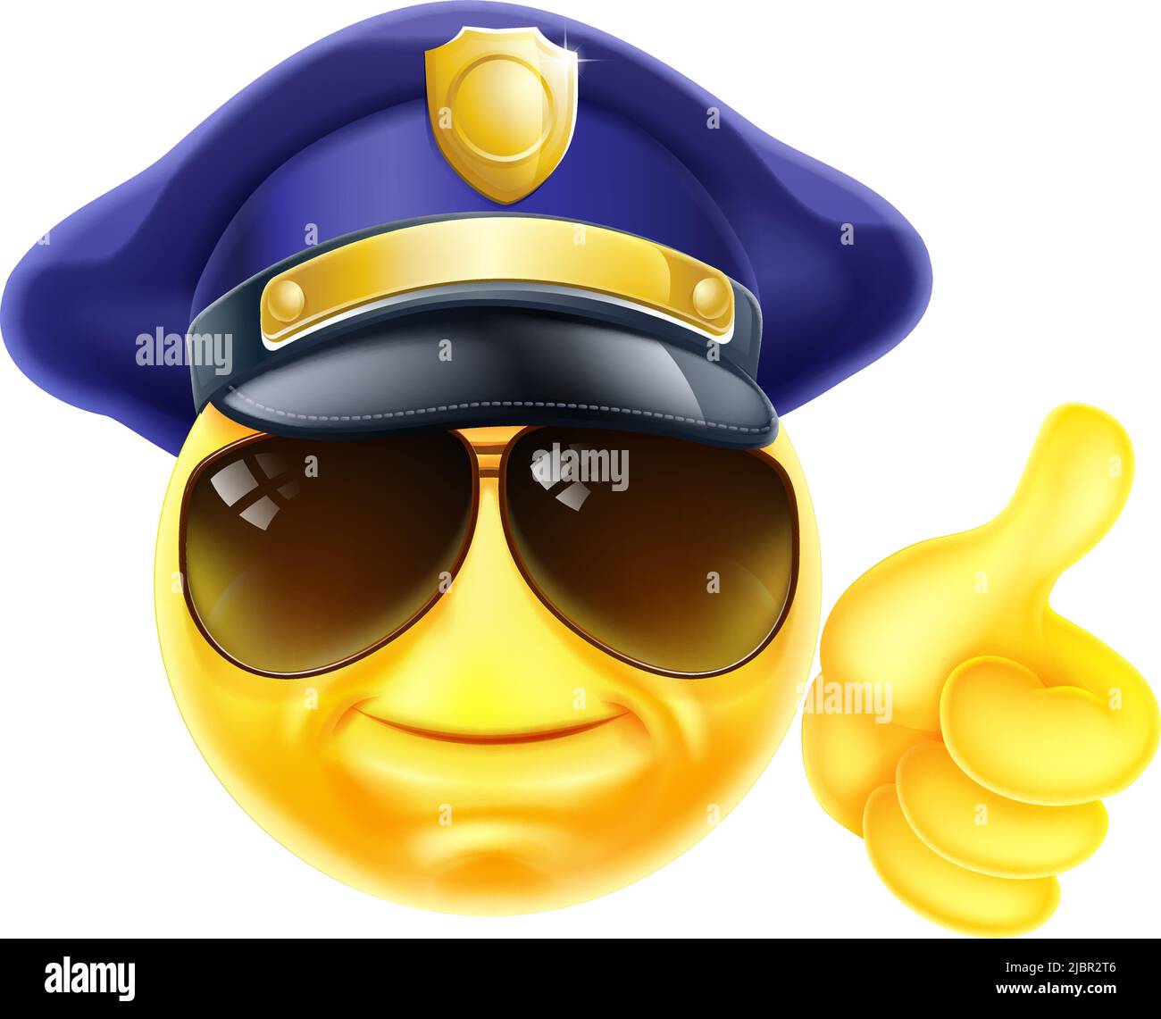 Glücklicher Polizist Emoticon Emoji Gesicht Cartoon-Symbol Stock Vektor