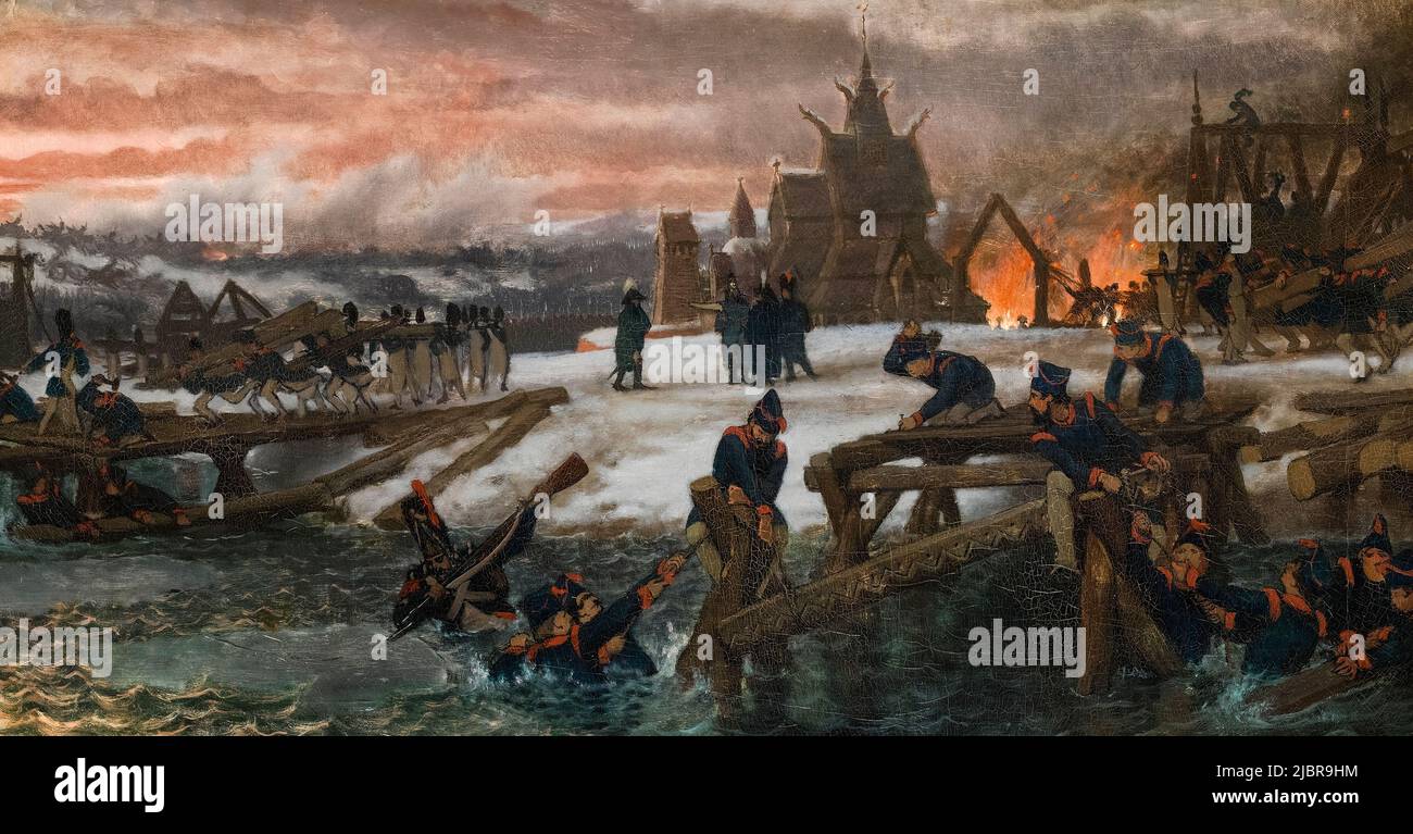 Anno 1812, Kapitän Benthien auf der Beresina, Ölgemälde auf Leinwand von Sir Lawrence Alma Tadema, 1851-1897 Stockfoto