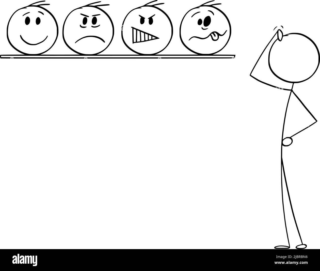 Entscheiden Sie Über Emotion, Wählen Sie Ihr Gesicht, Vektor Cartoon Stick Abbildung Stock Vektor