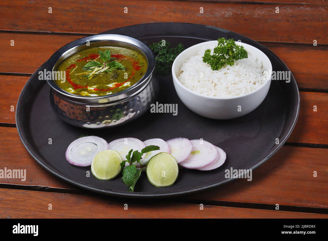 Reis- und Palakshorba, Hauptgericht Stockfoto