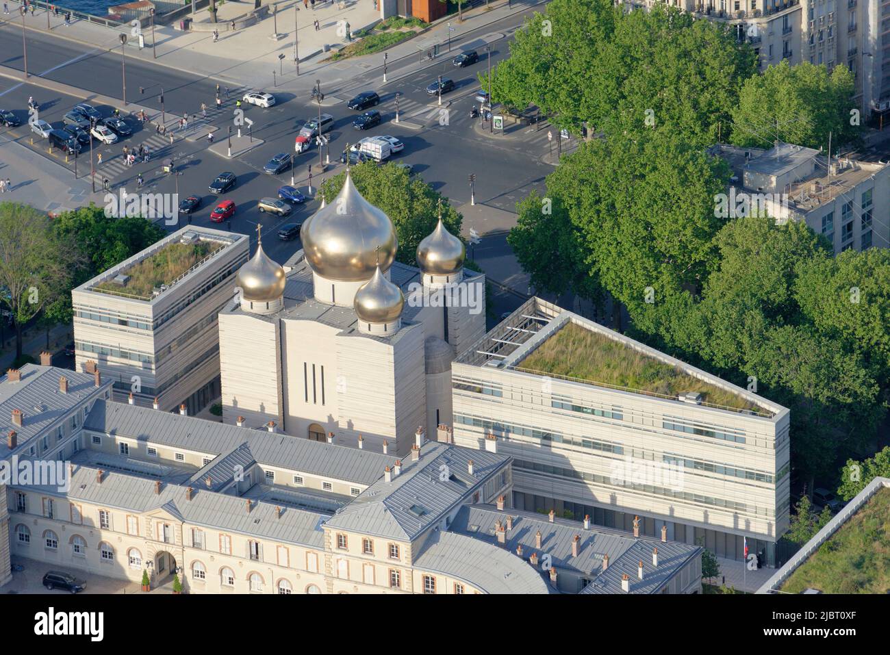 Frankreich, Paris, Kuppeln der Kathedrale der Heiligen Dreifaltigkeit (russisch-orthodoxes kulturelles und spirituelles Zentrum) Stockfoto