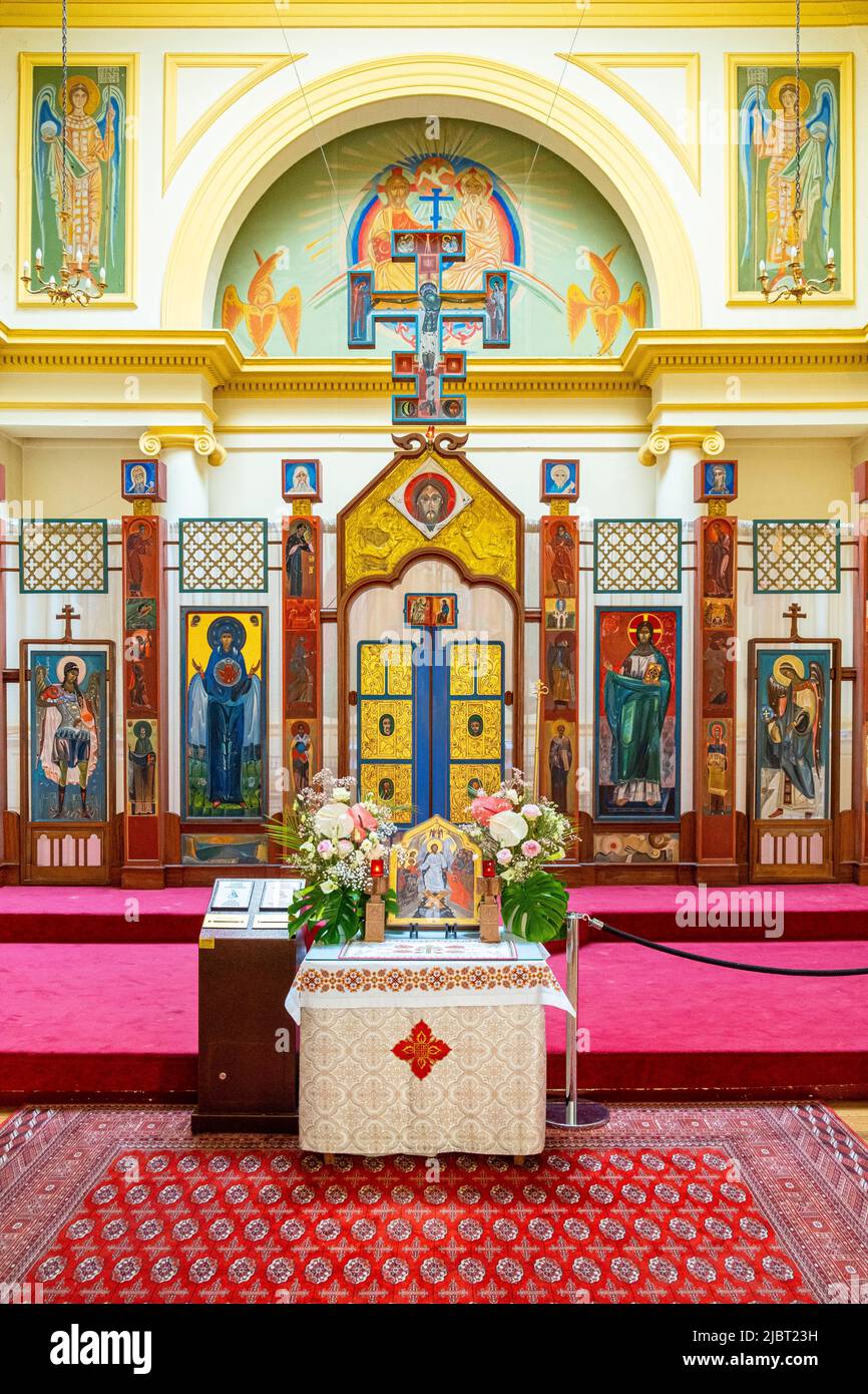 Frankreich, Paris, Saint-Vladimir-le-Grand oder Saint-Volodymyr-le-Grand Kathedrale, ukrainischer griechisch-katholischer Schrein Stockfoto