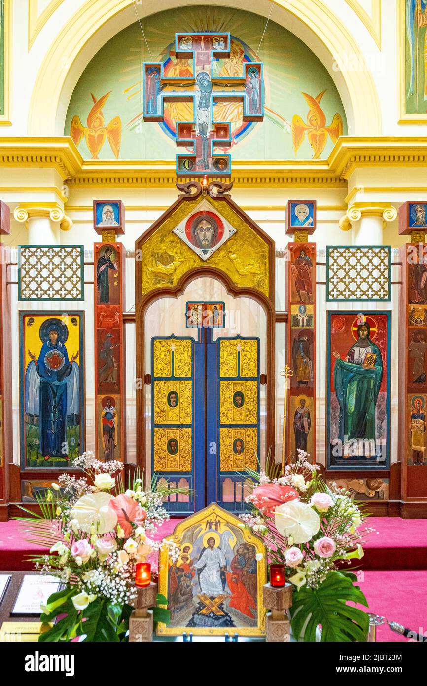 Frankreich, Paris, Saint-Vladimir-le-Grand oder Saint-Volodymyr-le-Grand Kathedrale, ukrainischer griechisch-katholischer Schrein Stockfoto