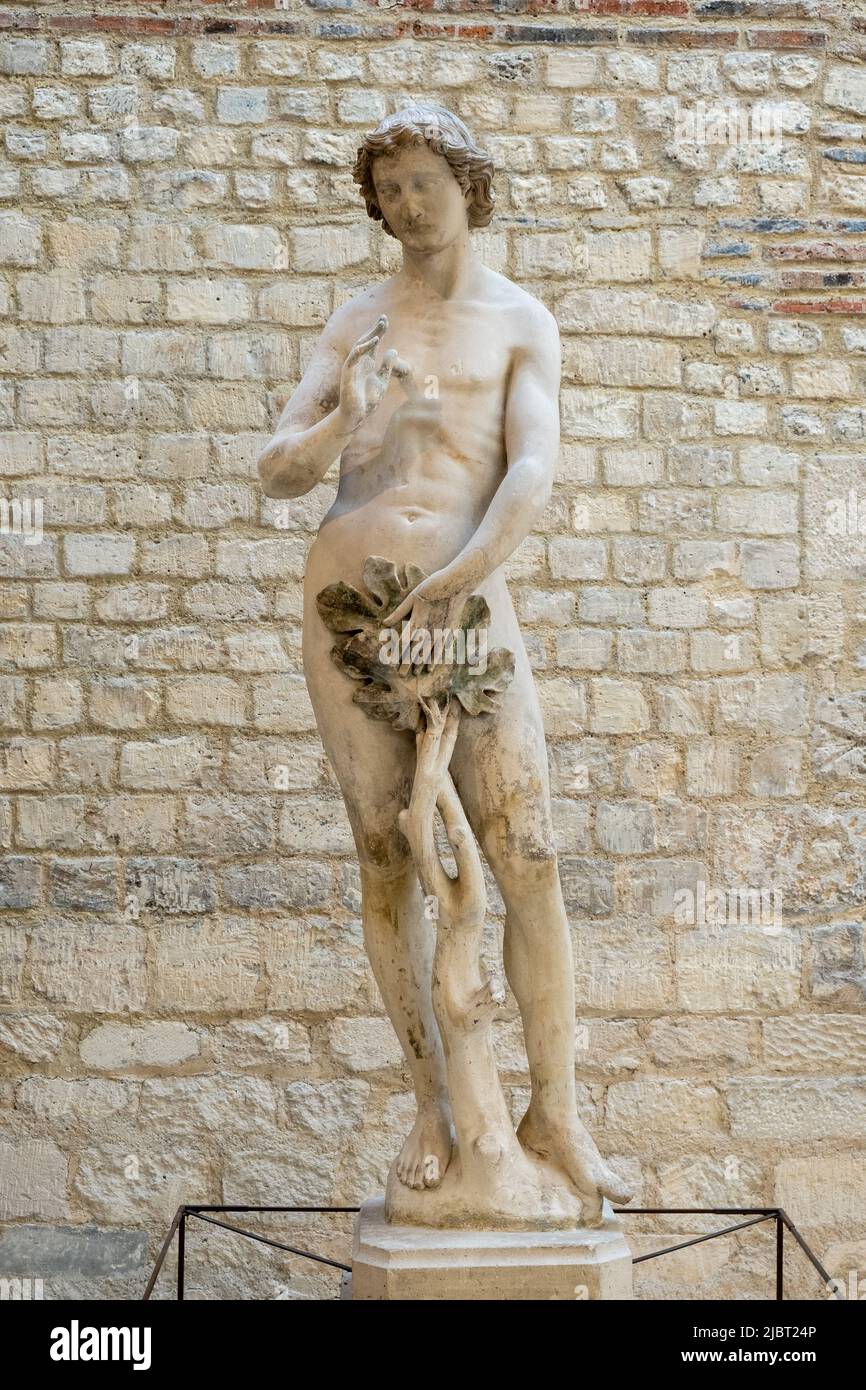 Frankreich, Paris, Cluny Museum - Nationalmuseum des Mittelalters, Raum 5, Skulptur von Notre Dame de Paris, Adam Stockfoto