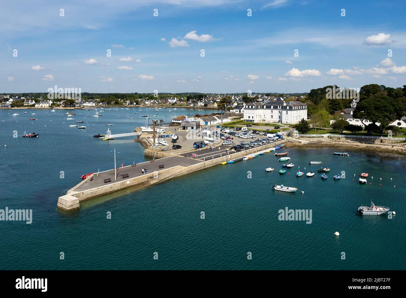 Frankreich, Morbihan, Golf von Morbihan, Larmor Baden, der Hafen (Luftaufnahme) Stockfoto