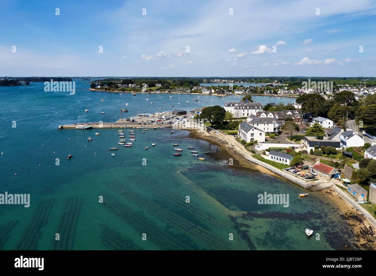 Frankreich, Morbihan, Golf von Morbihan, Larmor Baden, der Hafen (Luftaufnahme) Stockfoto