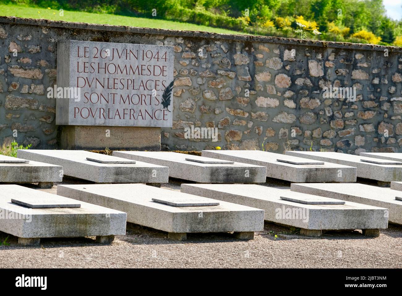 Frankreich, Nievre, regionaler Naturpark Morvan, Dun les Places, das von den Deutschen am 24., 25. Und 26. Juni ermordete Dorf der Befreiung von 1944, in dem 27 Zivilisten getötet wurden Stockfoto
