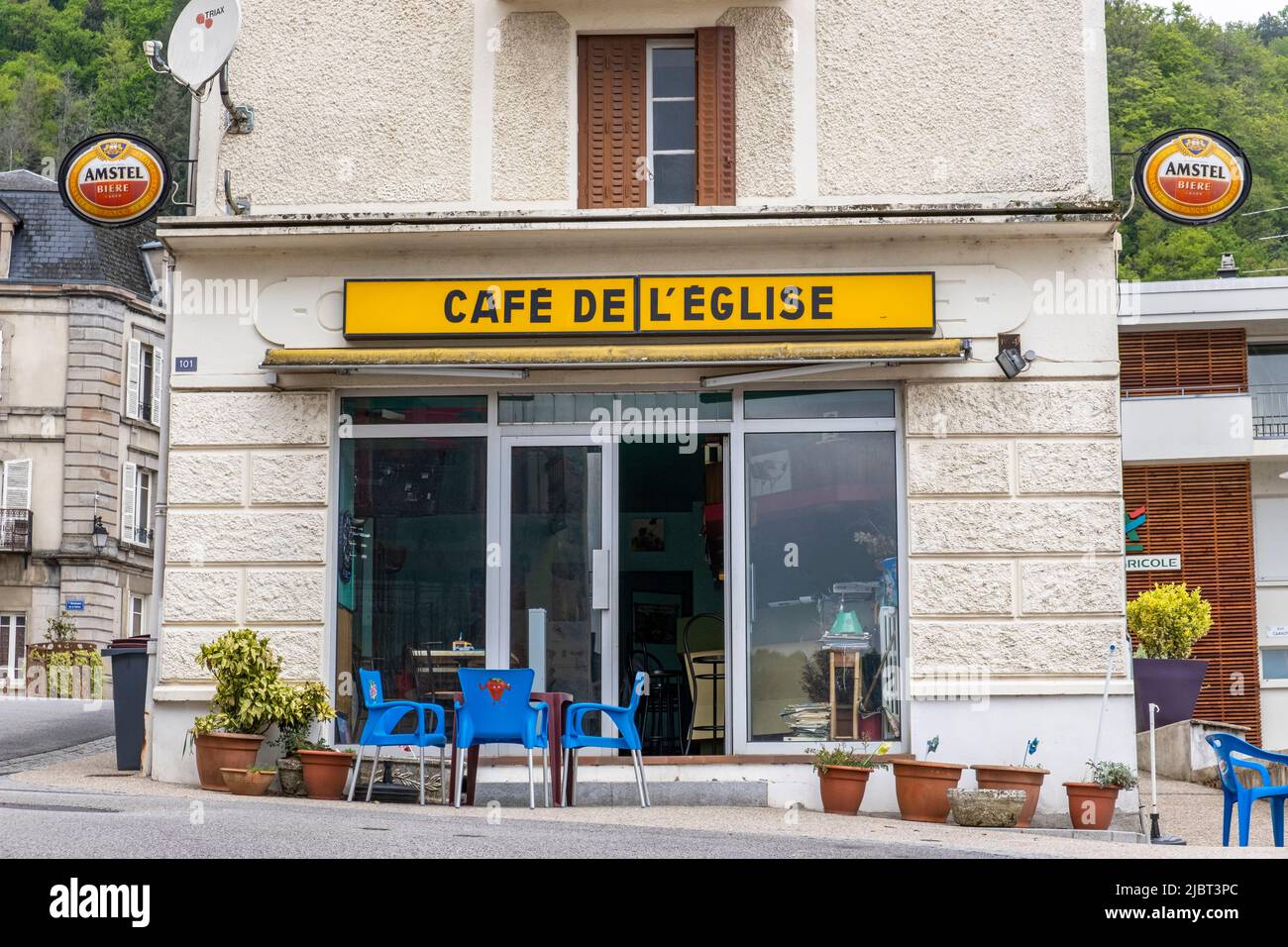 France, Correze, Bort les Orgues, Café, Bar Stockfoto