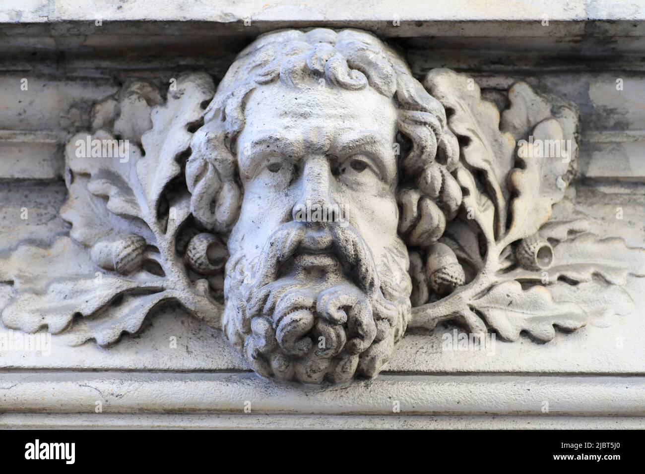 Frankreich, Loire Atlantique, Nantes, 3 Rue de Verdun, gemeißelter Kopf (Mascaron) über dem Kutscheneingang Stockfoto