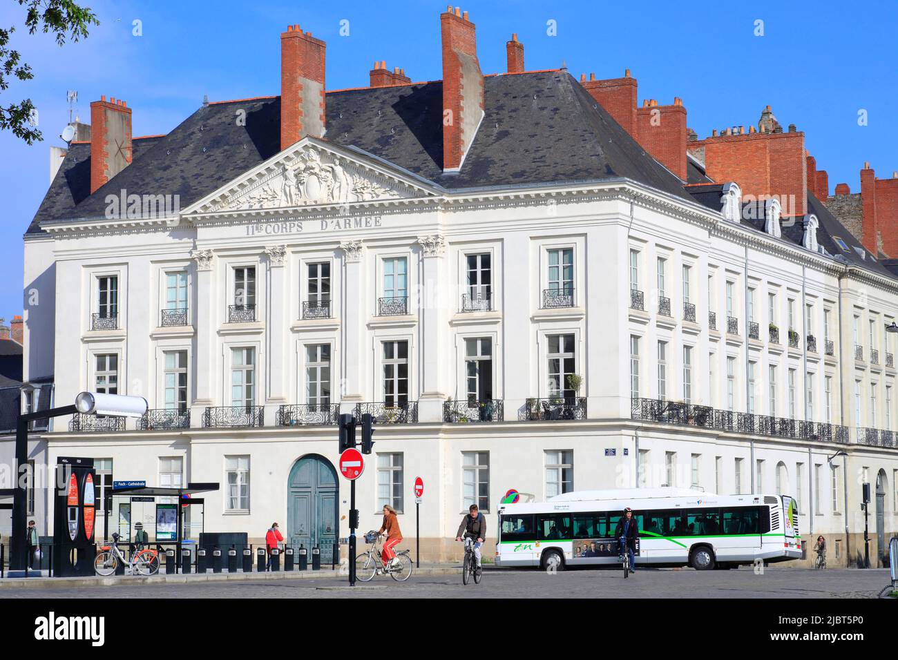 Frankreich, Loire Atlantique, Nantes, Place Marechal Foch, Hotel d'Aux damals Hotel des Armeekorps von 11., erbaut Ende des 18.. Jahrhunderts vom Architekten Jean Baptiste Ceineray Stockfoto