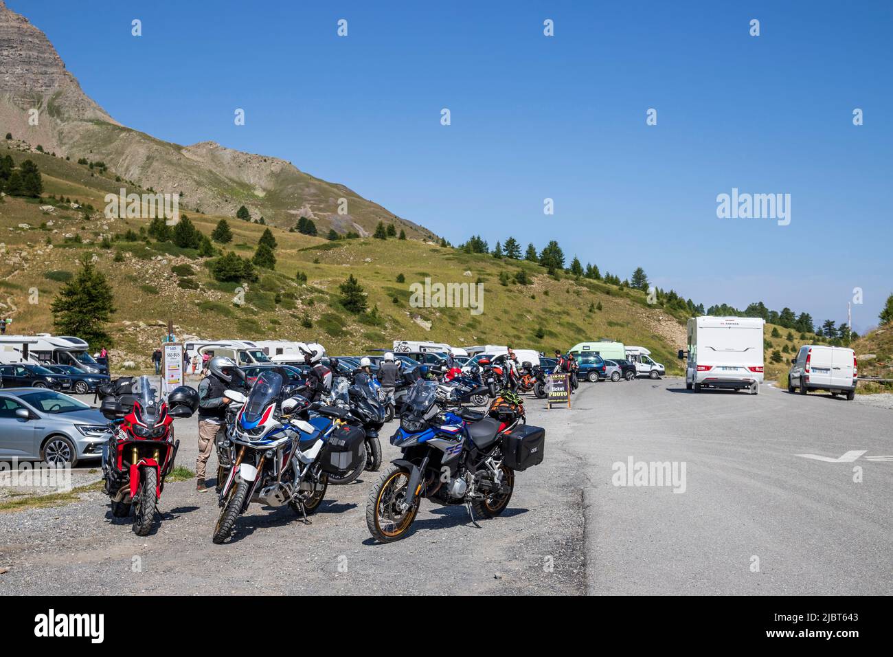 Frankreich, Alpes-de-Haute-Provence, Saint-Paul-sur-Ubaye, der Col de Vars (2108 m) auf der Straße zu den Grandes Alpes, zwischen Saint-Paul-sur-Ubaye und Vars Stockfoto