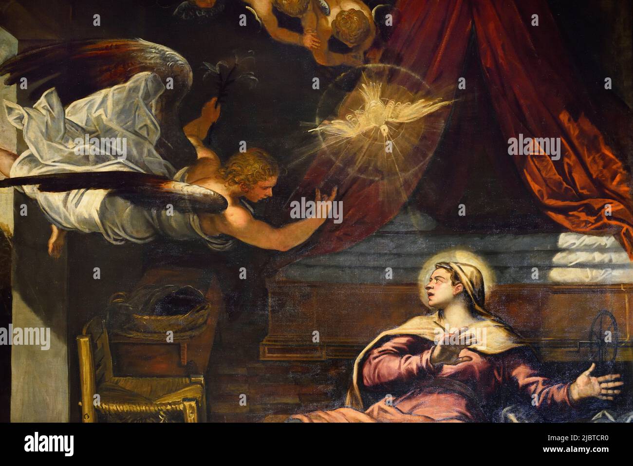 Italien, Venetien, Venedig, UNESCO-Weltkulturerbe, Viertel San Polo, Scuola Grande di San Rocco, Verkündigung von Jacopo Tintoretto (1582-1585) Stockfoto