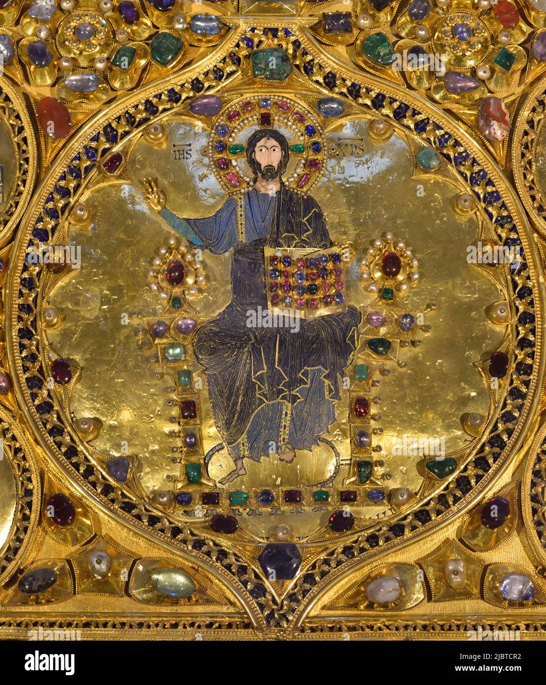Italien, Venetien, Venedig, von der UNESCO zum Weltkulturerbe erklärt, Markusbasilika, Pala d'Oro (Altarretabel), Christ in Glory Stockfoto