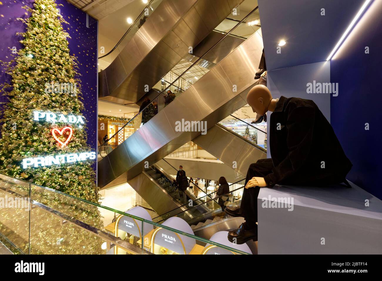 Frankreich, Paris, das Kaufhaus Printemps, Weihnachtsdekoration Stockfoto