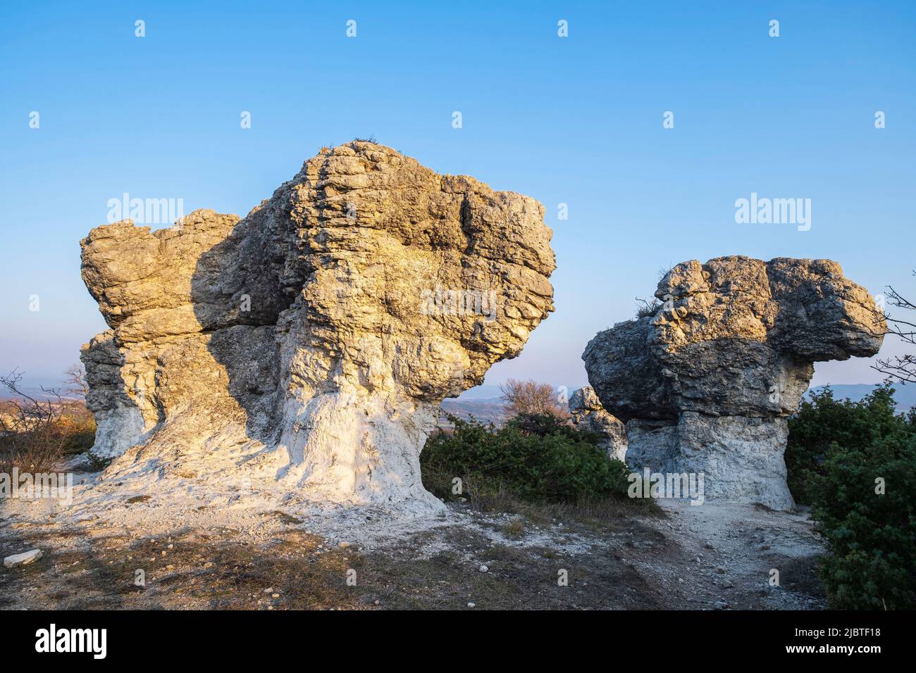 Frankreich, Alpes-de-Haute-Provence, regionaler Naturpark Luberon, Forcalquier, geologische Stätte Mourres Stockfoto