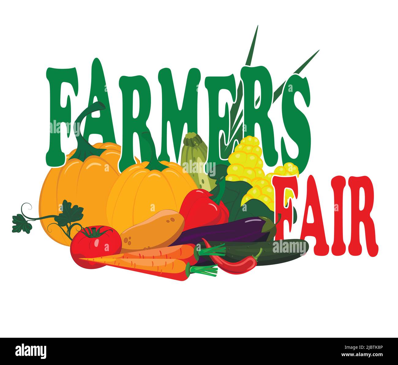 Farmers Fair Vektordarstellung für die Landwirtschaft und den Lebensmittelmarkt. Ökologische und vegane Ernährung. Stock Vektor