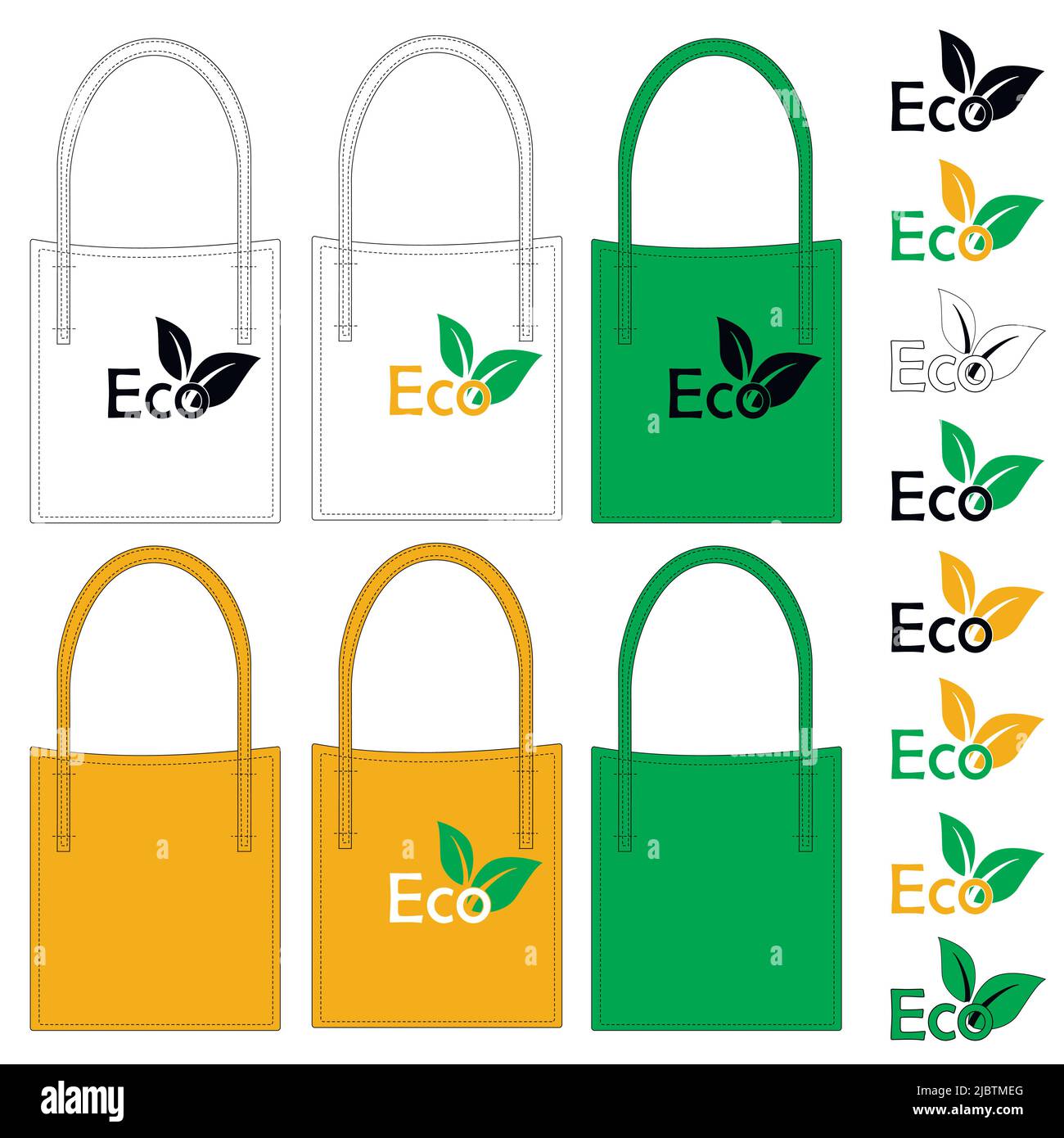 Öko-Beutel mit Gemüse und Obst. Abbildung eines Umweltprodukts, das zum Recycling verwendet wird, als Beispiel für den Umweltschutz. Stock Vektor