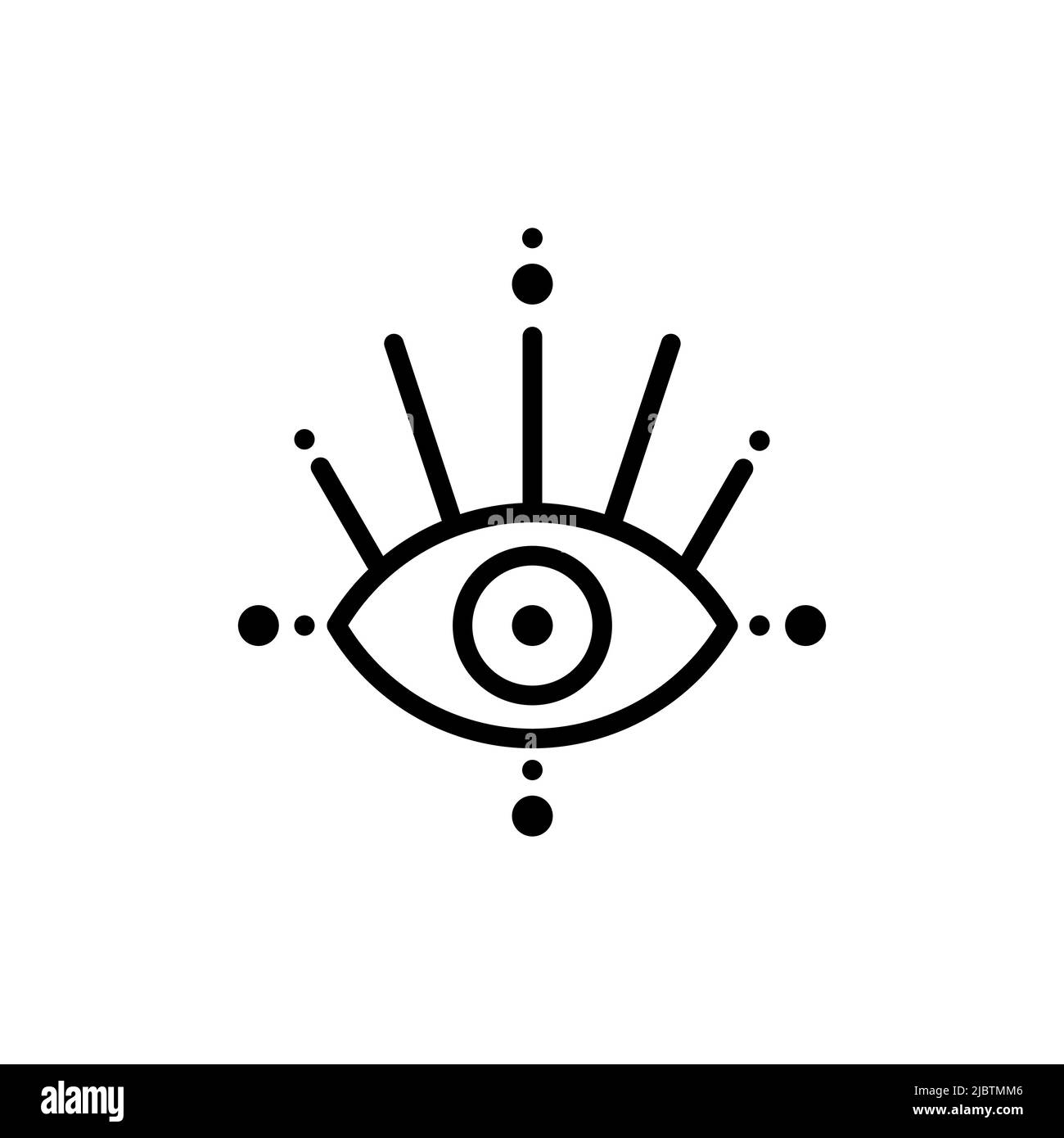 Evil Eye-Logo. Geometrisches Boho-Element. Schwarzer Umriss. Vektorgrafik, flaches Design Stock Vektor