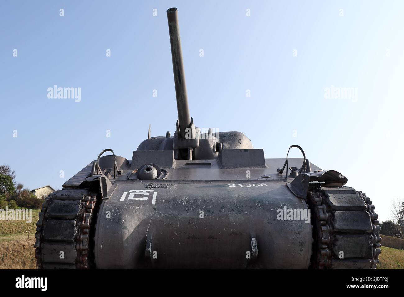 M4A2 Sherman Tank, wunderschön, spektakulär, dramatisch, atmosphärisch, Landschaft, Landschaften, Szene, Szenen, Szenerie, Landschaft, Stockfoto