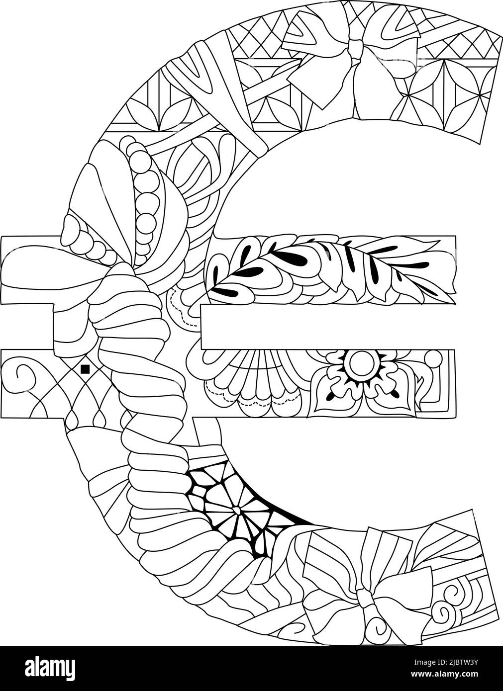Euro-Zeichen . Geldsymbol. Vektorgrafik zentangle Stock Vektor