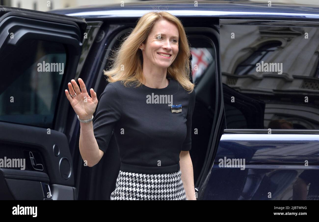 Kaja Kallas - Premierminister von Estland - zu Besuch bei Boris Johnson in der Downing Street, 6.. Juni 2022 Stockfoto