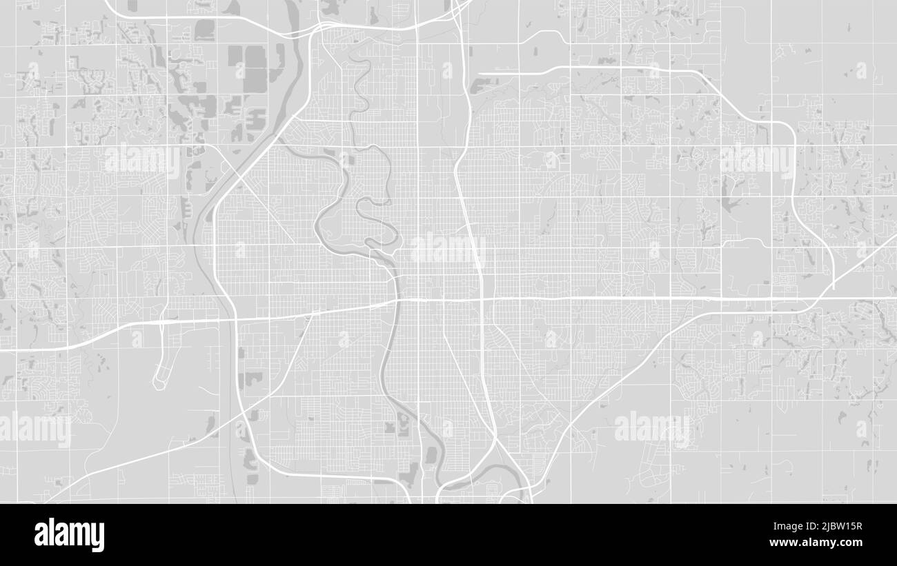 Weiß und hellgrau Wichita Kansas City Area Vektor Hintergrund Karte, Straßen und Wasser Illustration. Widescreen-Format, Roadmap für digitales flaches Design. Stock Vektor