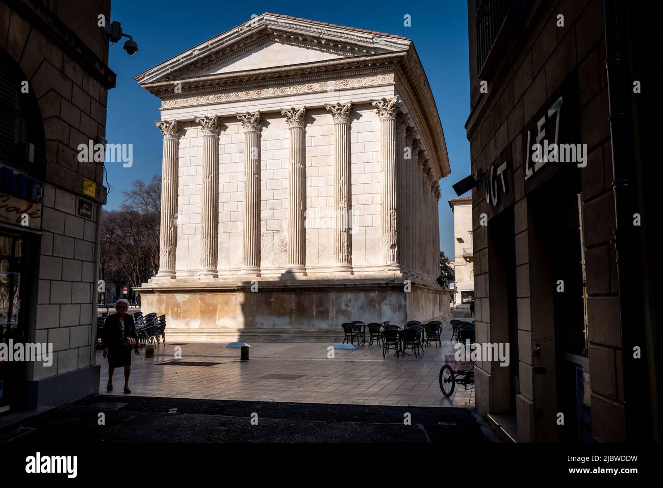 Avignon Frankreich Nîmes, Februar 21. 2019: Die Stadt Nîmes in Südfrankreich Stockfoto